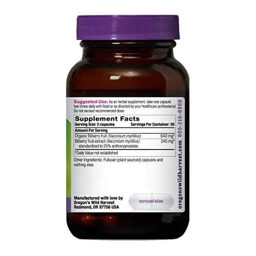 Oregon's Wild Harvest Bilberry Herbal Supplement Vegan Capsules 60 Count | Supports Healthy Vision thumbnail 2