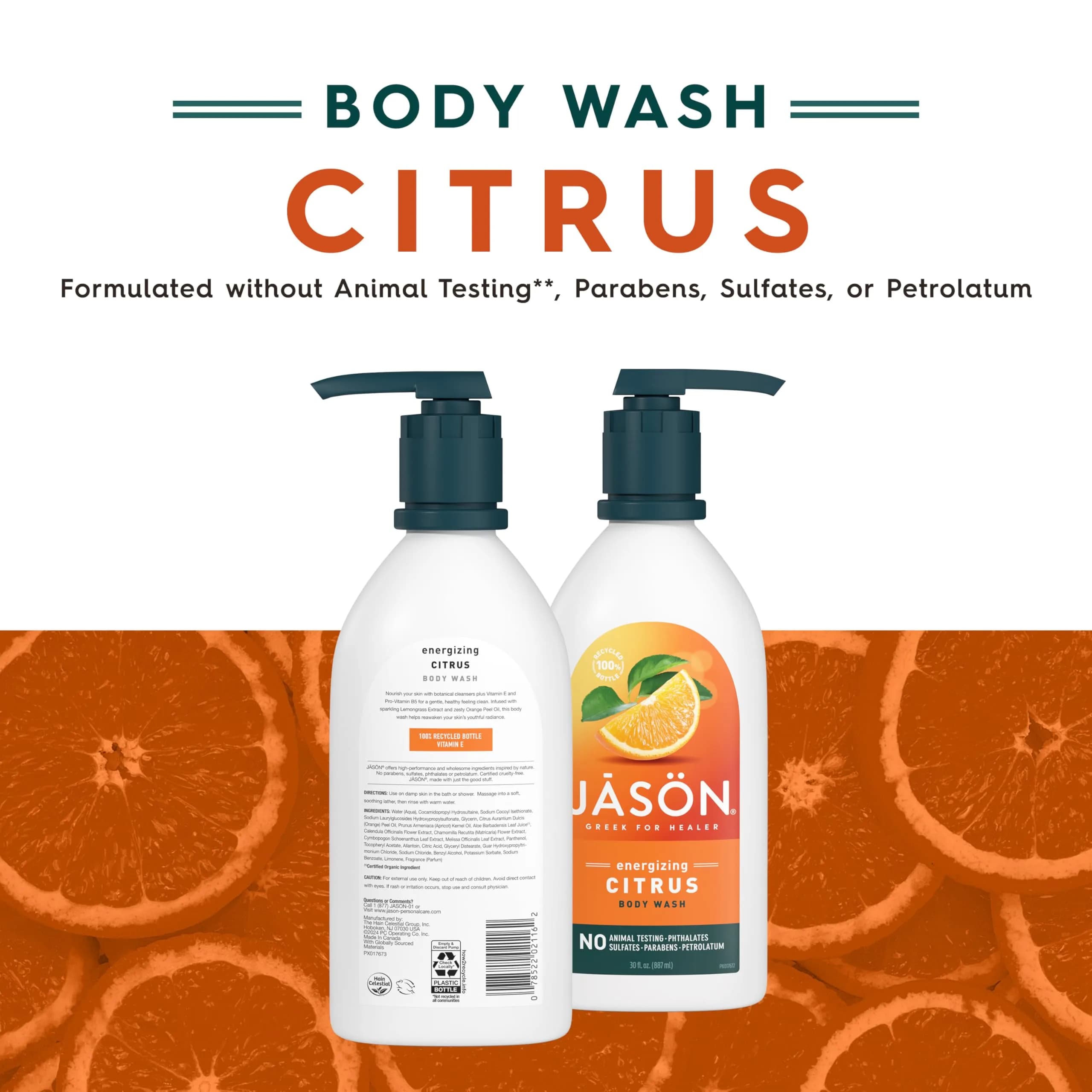 JASON Citrus Energizing Body Wash 887ml (30 Fl Oz) | Gentle Clean with Vitamin E & Lemongrass - view 2