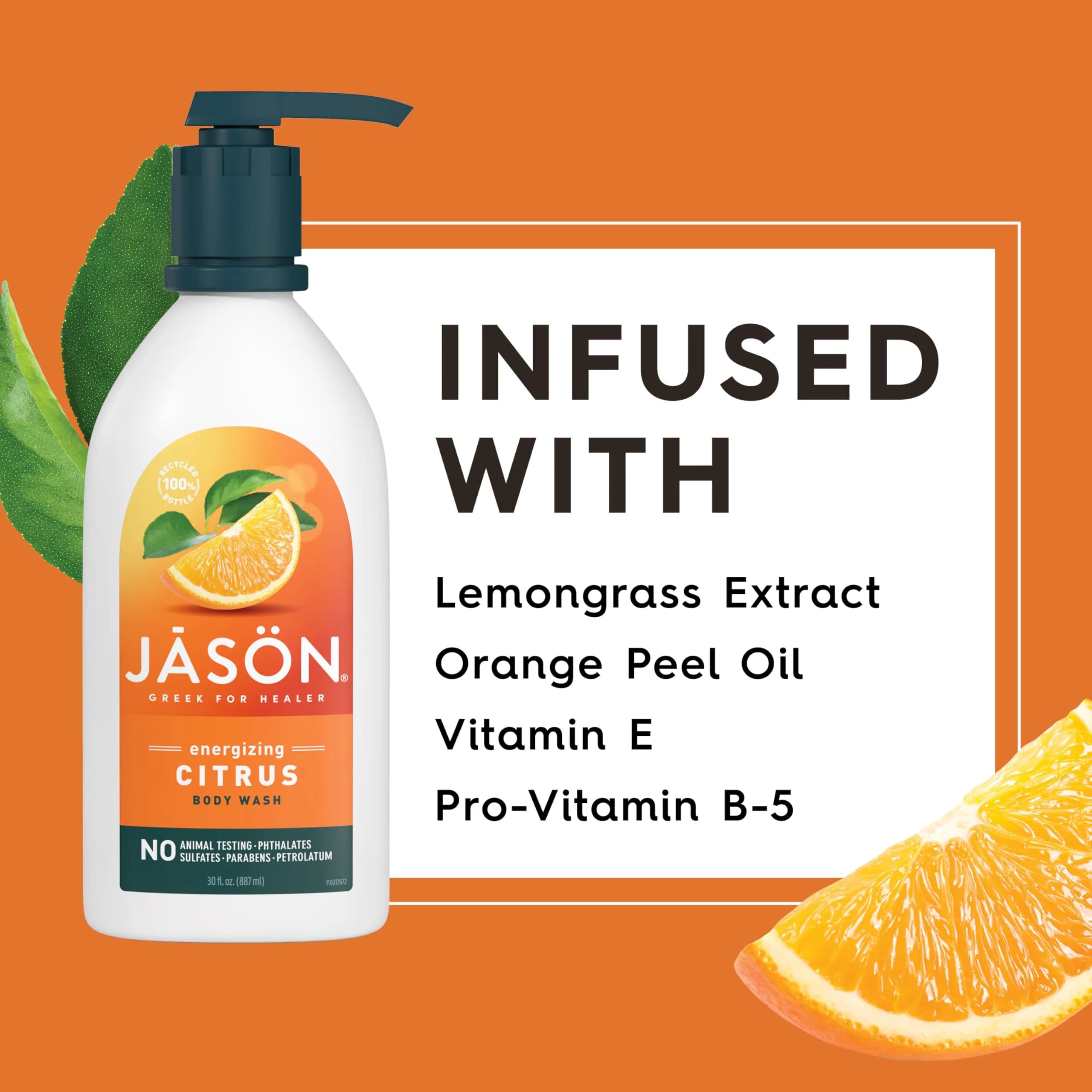 JASON Citrus Energizing Body Wash 887ml (30 Fl Oz) | Gentle Clean with Vitamin E & Lemongrass - view 4
