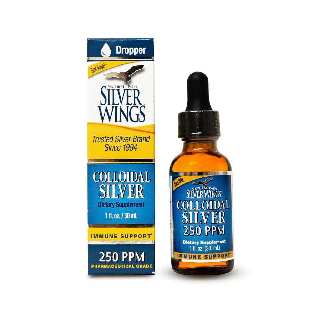 Natural Path Silver Wings Colloidal Silver Liquid 250ppm (1 fl oz) | Enhanced Immune Support — 1 Fl Oz