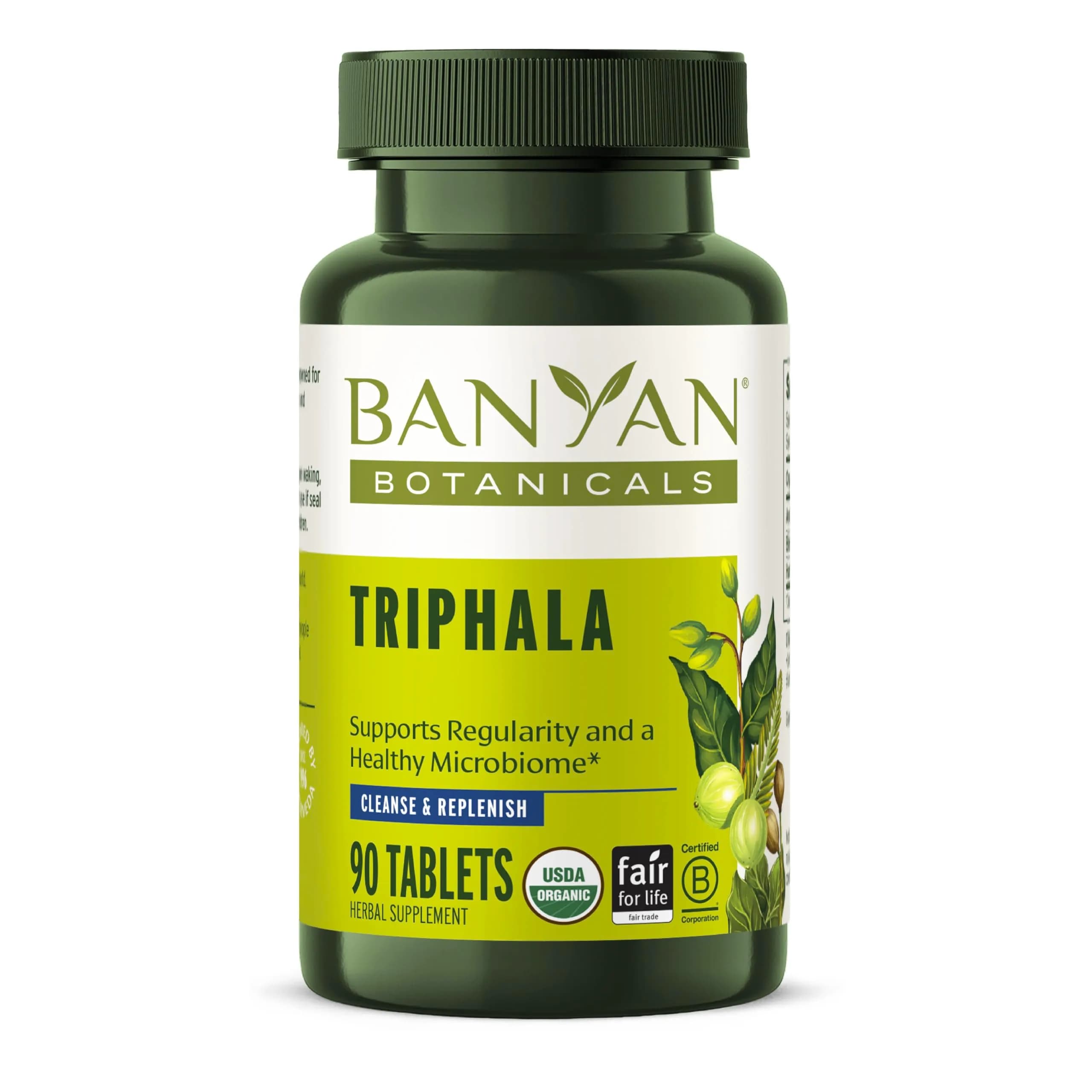 Banyan Botanicals Organic Triphala Tablets - Gentle Daily Digestion & Colon Support - 90 Tablets, Vegan, Non-GMO | Detox & Gut Microbiome Support — Tablet