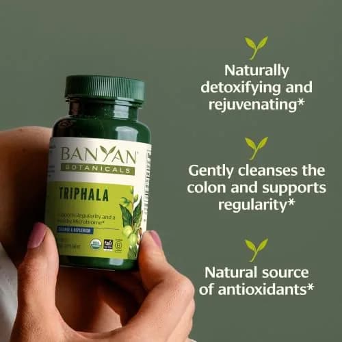 Banyan Botanicals Organic Triphala Tablets - Gentle Daily Digestion & Colon Support - 90 Tablets, Vegan, Non-GMO | Detox & Gut Microbiome Support thumbnail 2