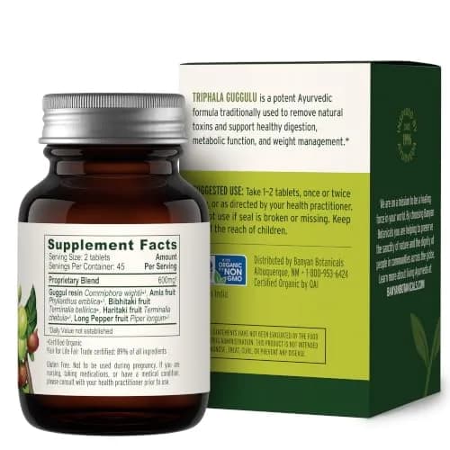 Banyan Botanicals Organic Triphala Guggulu Herbal Supplement 90 Count | USDA Organic Deep Tissue Detox thumbnail 9