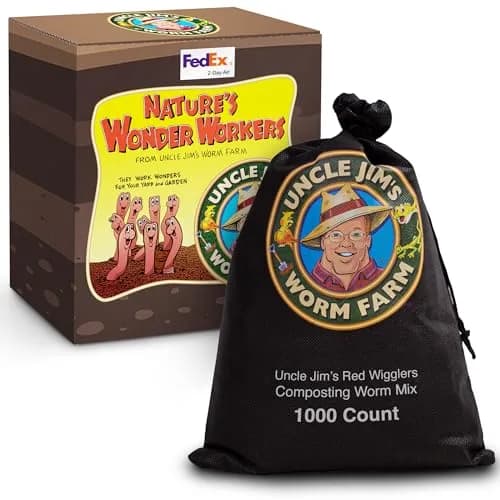 Uncle Jim's Worm Farm 1000 Count Red Wiggler Composting Worms for Garden & Fishing | Organic Soil Enhancer thumbnail 1
