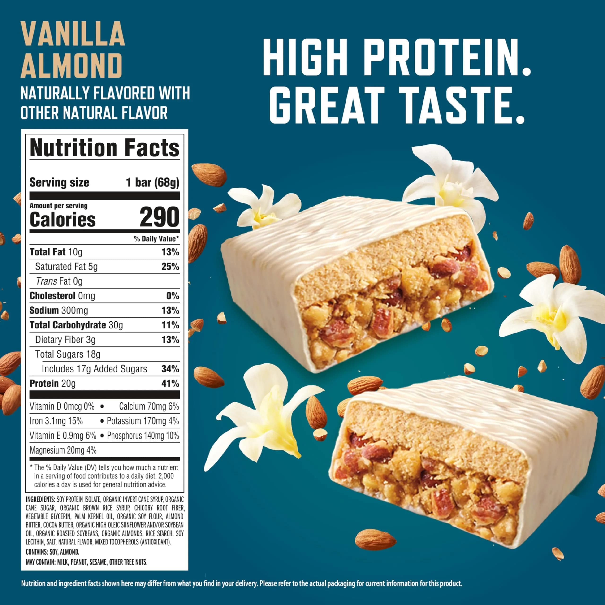 CLIF BUILDERS Vanilla Almond Protein Bars - 20g Plant Based Protein - Gluten Free - 12 Pack - view 2