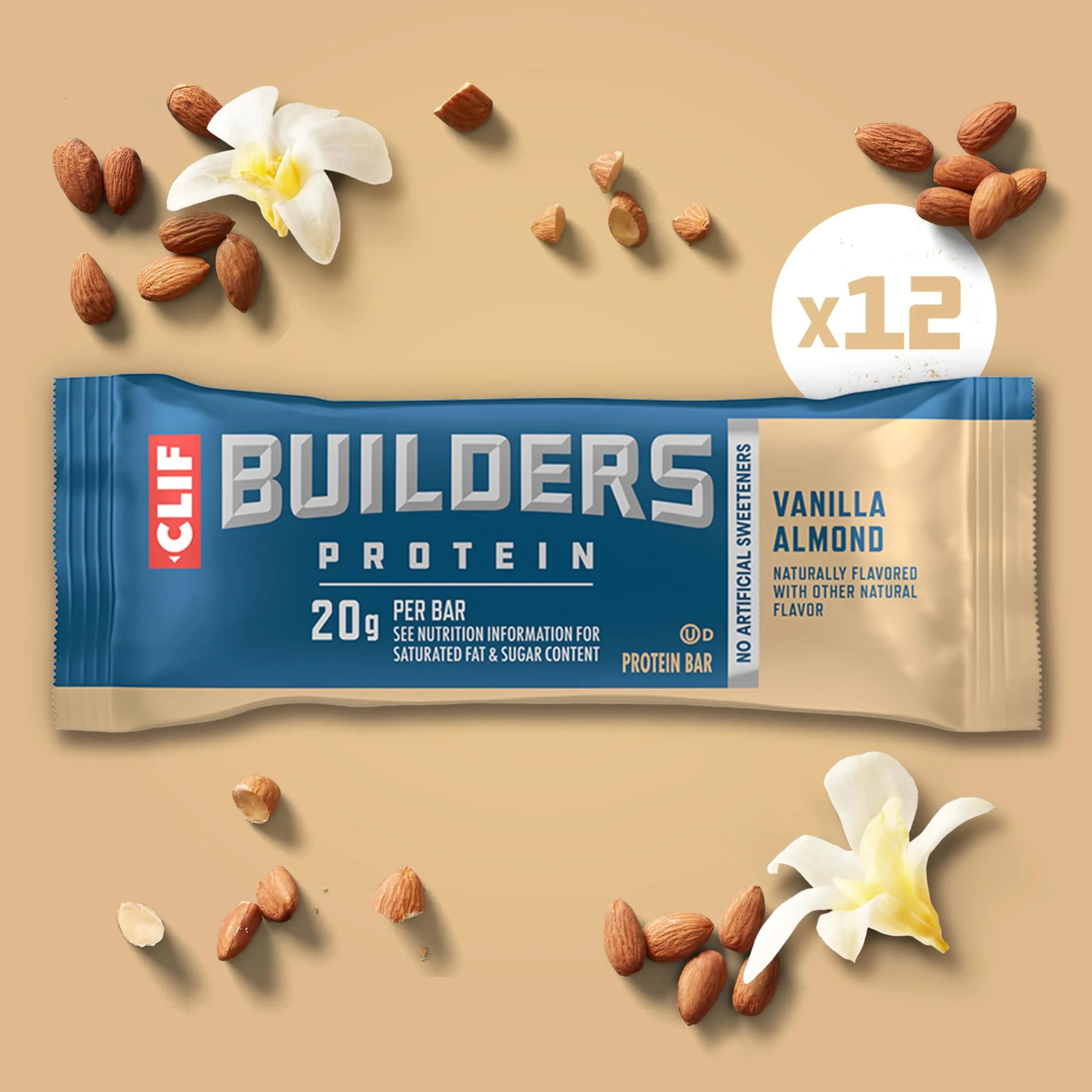 CLIF BUILDERS Vanilla Almond Protein Bars - 20g Plant Based Protein - Gluten Free - 12 Pack - view 4