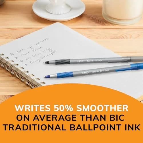 BIC Round Stic Grip Xtra Comfort Ballpoint Pen, Purple Ink, 12-Count | Smooth Ink Flow for Daily Writing thumbnail 5