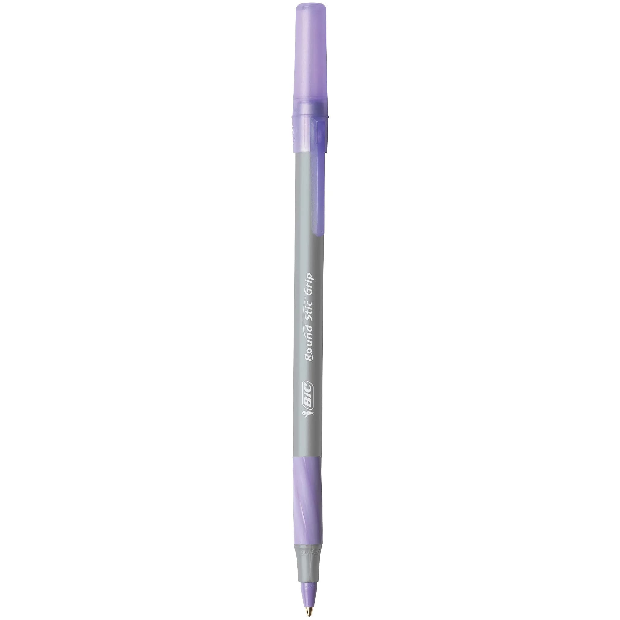 BIC Round Stic Grip Xtra Comfort Ballpoint Pen, Purple Ink, 12-Count | Smooth Ink Flow for Daily Writing - view 2