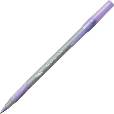 BIC Round Stic Grip Xtra Comfort Ballpoint Pen, Purple Ink, 12-Count | Smooth Ink Flow for Daily Writing thumbnail 3