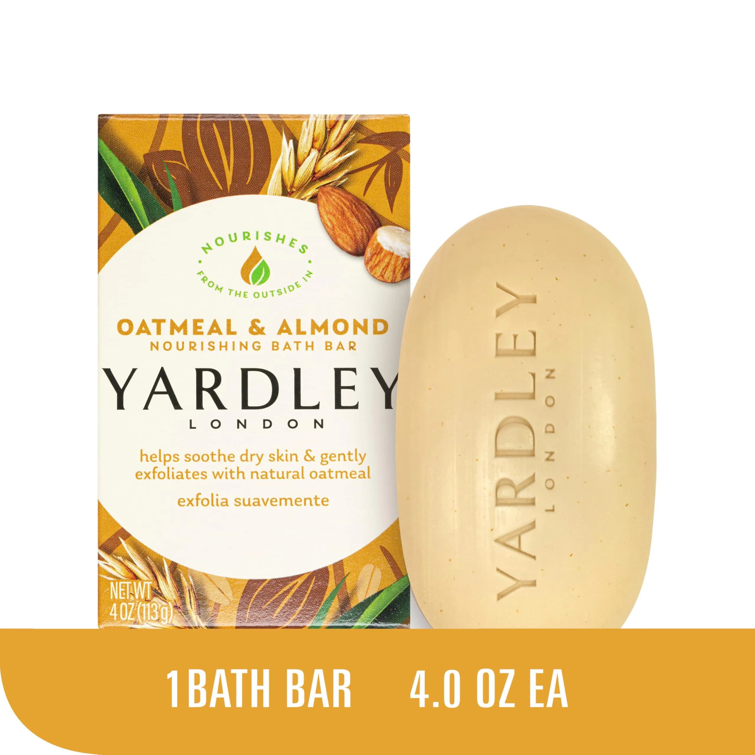 Yardley Oatmeal and Almond Bar Soap 113g (4 oz) | Moisturizing Cleanser for Dry Skin - view 2