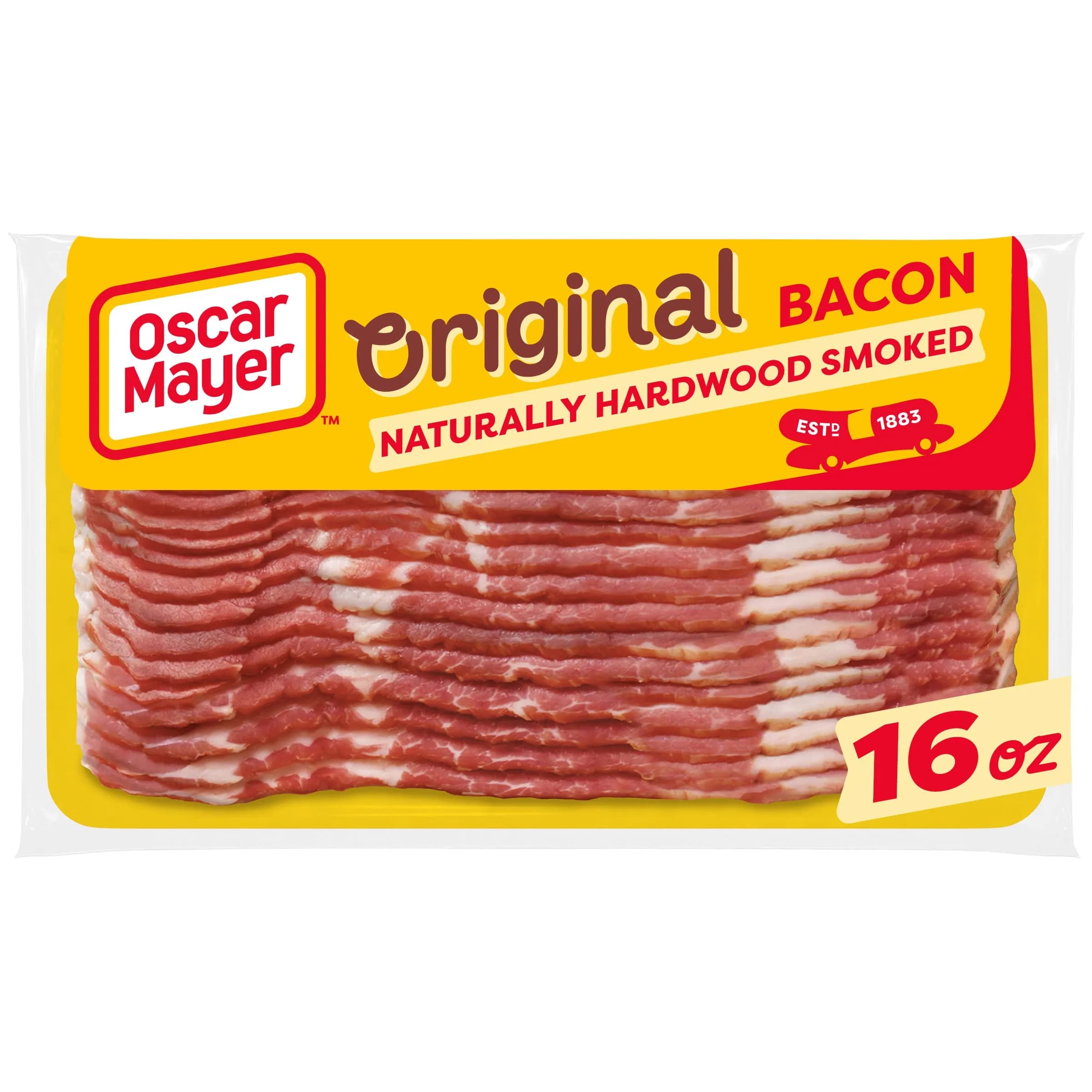 Oscar Mayer Naturally Hardwood Smoked Bacon 16 oz | Crispy, Hand-Trimmed Pork Slices — Sliced-bacon