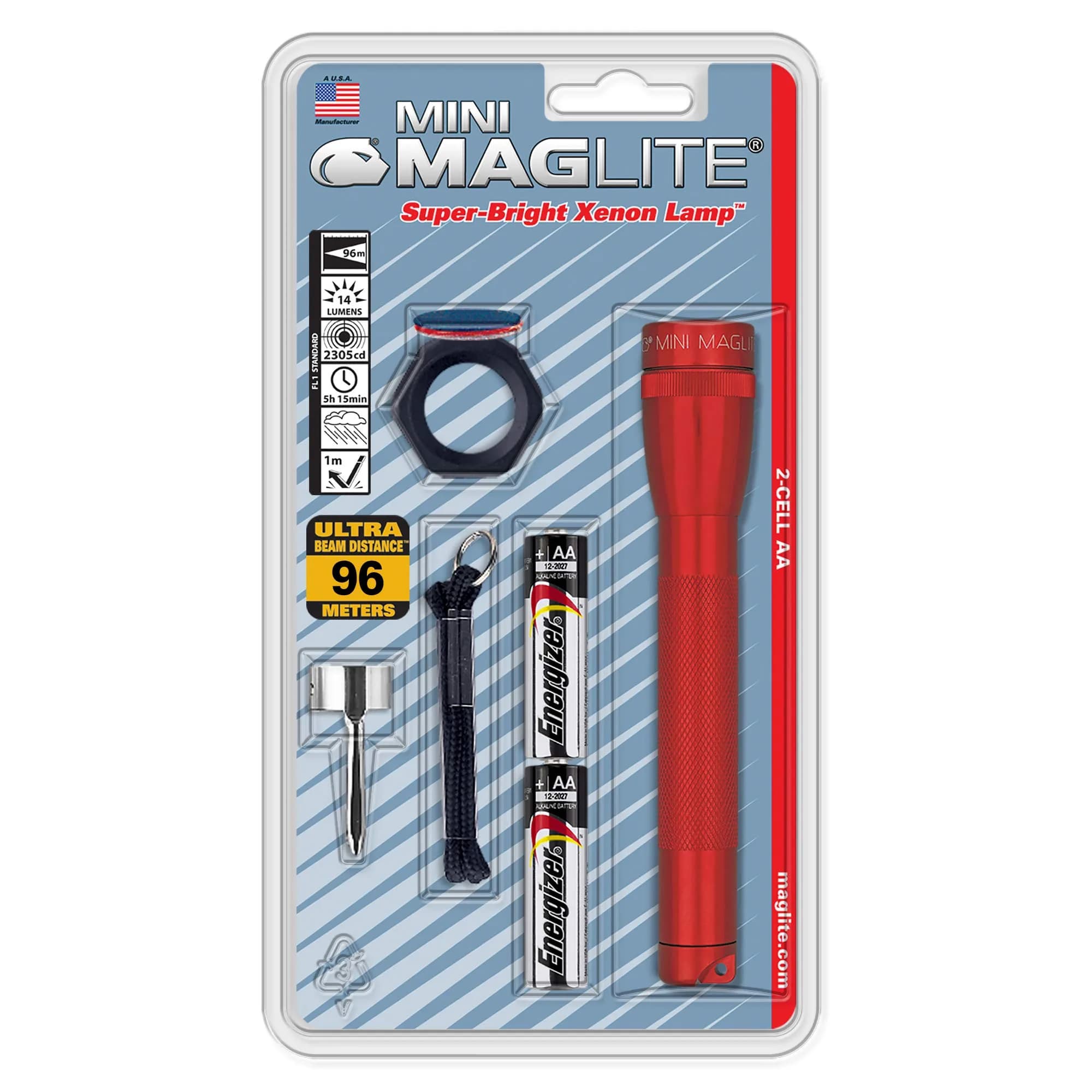 MagLite Mini Incandescent 2-Cell AA Flashlight Combo, Red | 14 Lumens, 6-Hour Runtime - main product image