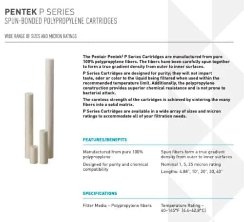 Pentek P5 Sediment Water Filter 10" x 2.5" | 5 Micron Gradient Density, NSF/ANSI 42 Certified thumbnail 3