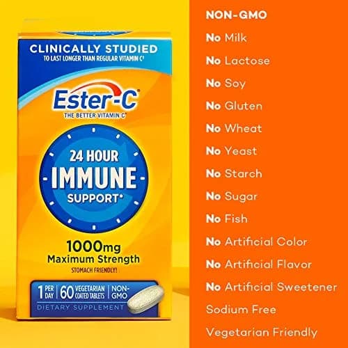 Ester-C Vitamin C 1000 mg Coated Tablets 60 Count | Immune Support with 24-Hour Absorption thumbnail 3