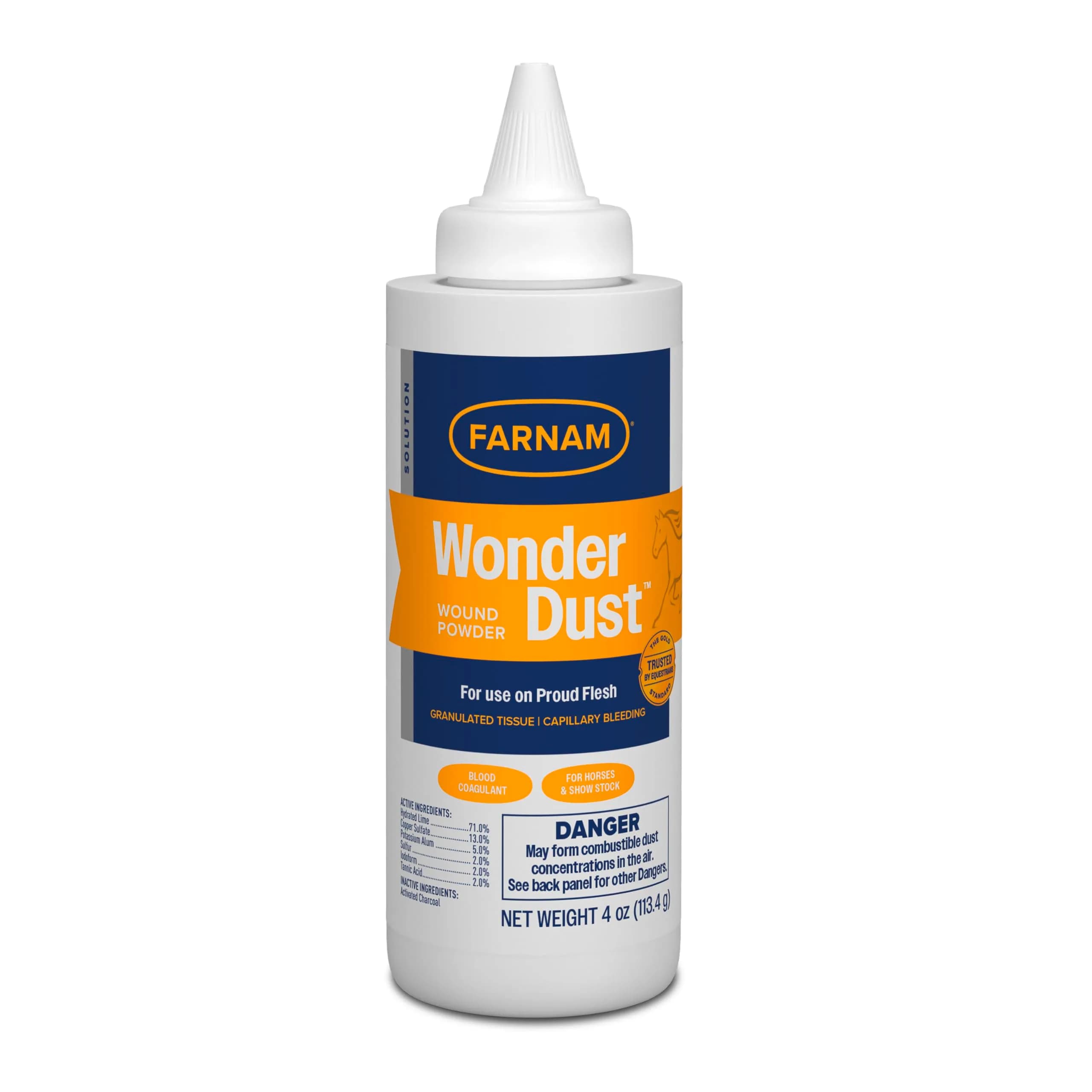 Farnam Wonder Dust Wound Powder 4 oz | Blood Coagulant for Horses & Livestock