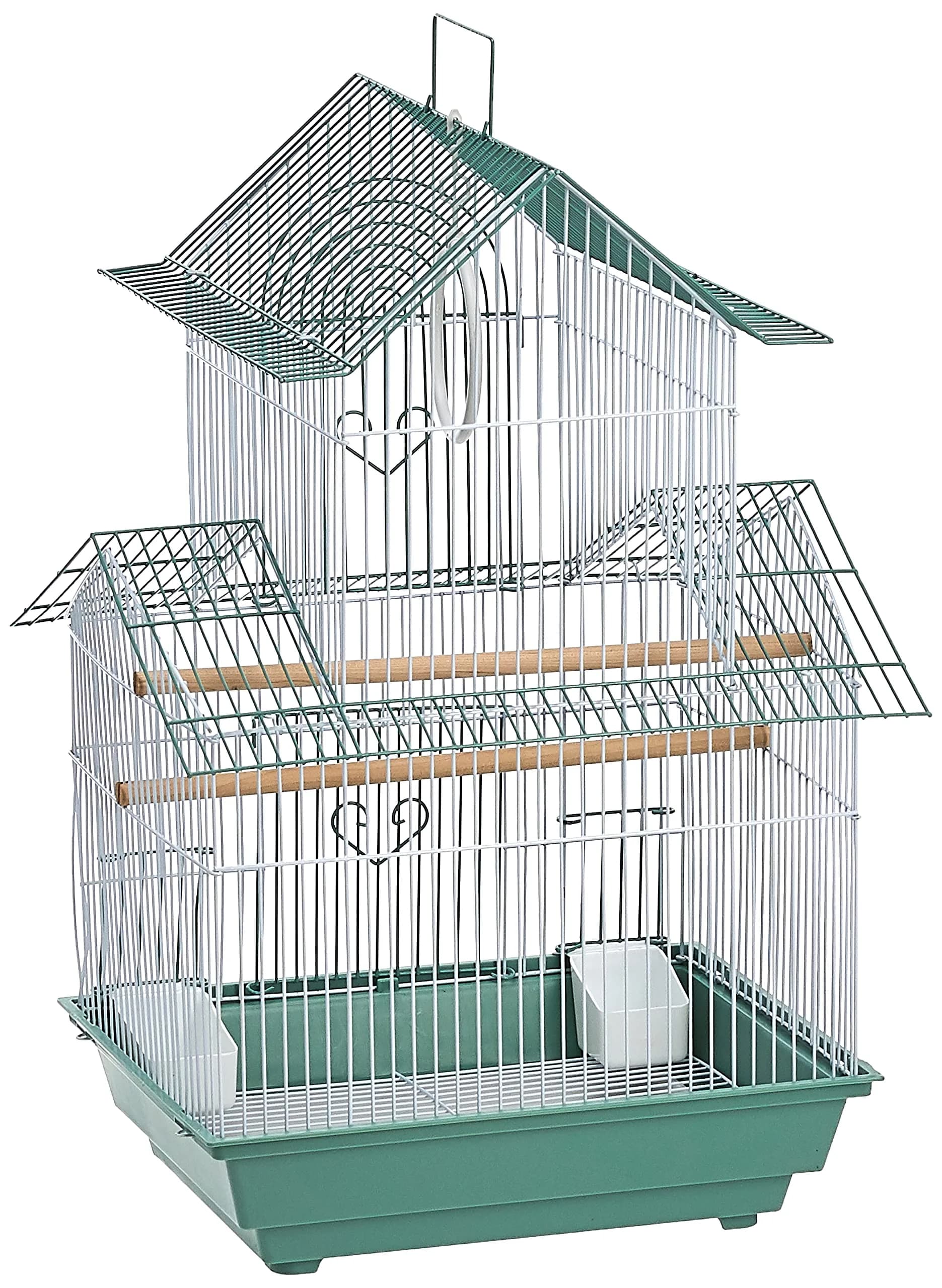 Prevue Pet Products Shanghai Parakeet Cage, Green, 34cm (13.5")L x 28cm (11")W x 56cm (22")H | Safe & Spacious Bird Habitat - main product image