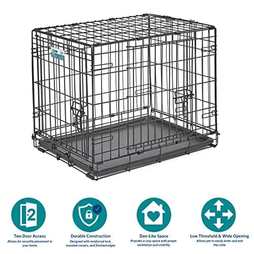 MidWest 24-Inch Double Door iCrate for Small Breeds 12-20 lbs | Secure & Foldable thumbnail 2