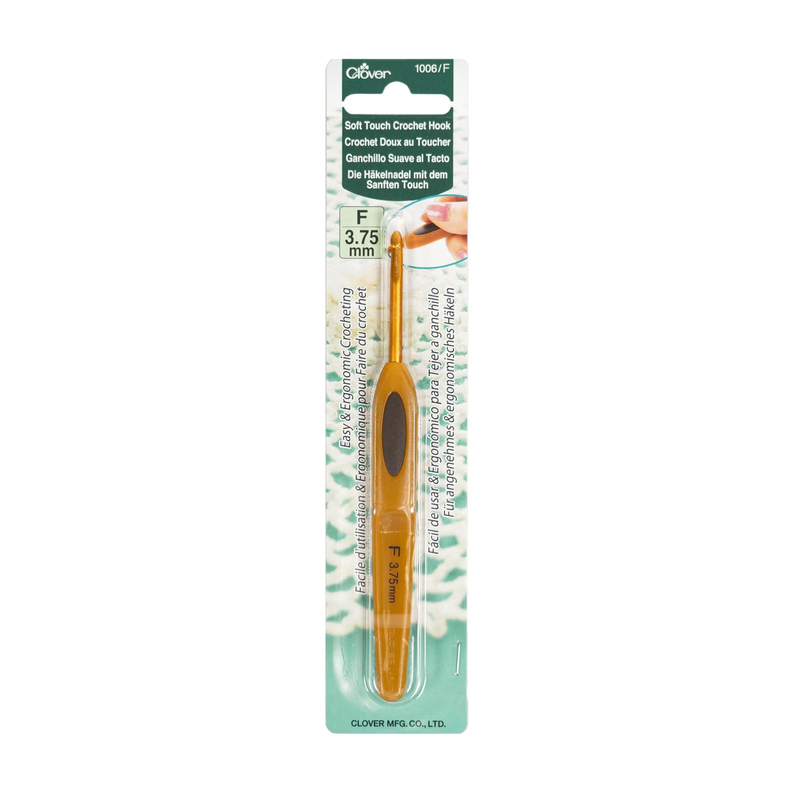 Clover Soft Touch Crochet Hook Size F 3.75mm | Ergonomic & Lightweight for Comfortable Crocheting