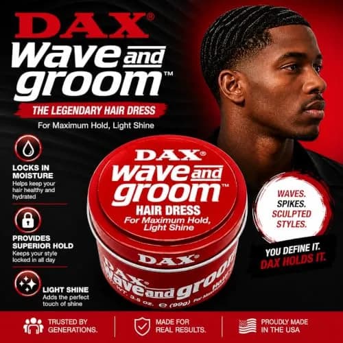 DAX Wave & Groom Hair Dress, Superior Hold Pomade with Shine, 3.5 oz, 2 Pack | Strong Hold for Short Hair with Natural Shine thumbnail 4