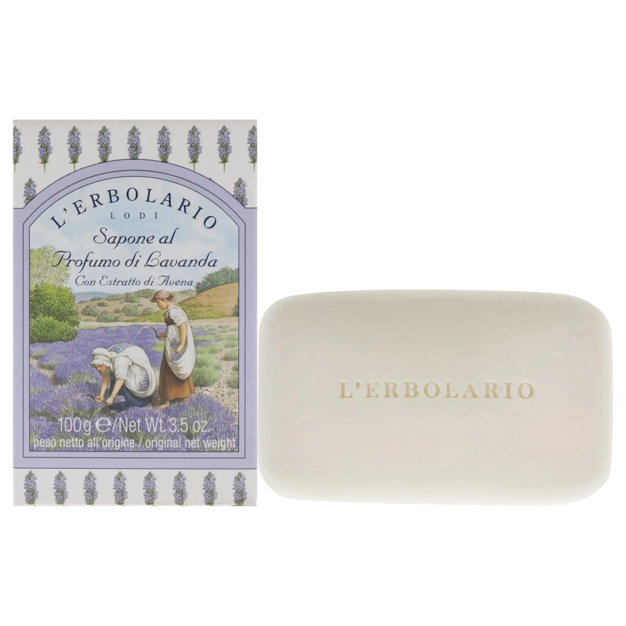L'Erbolario Lavender Perfumed Soap Bar 99g (3.5 Oz) | Gentle Cleanser for All Skin Types - main product image