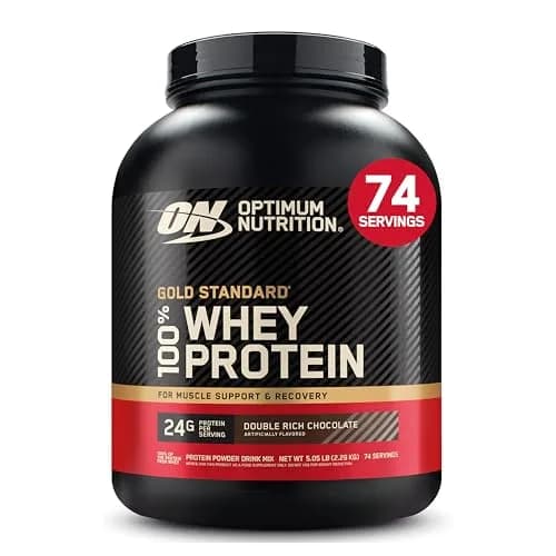 Optimum Nutrition Gold Standard 100% Whey Protein Powder Double Rich Chocolate 2.27 kg (5 Pound) | High Protein for Muscle Recovery thumbnail 1