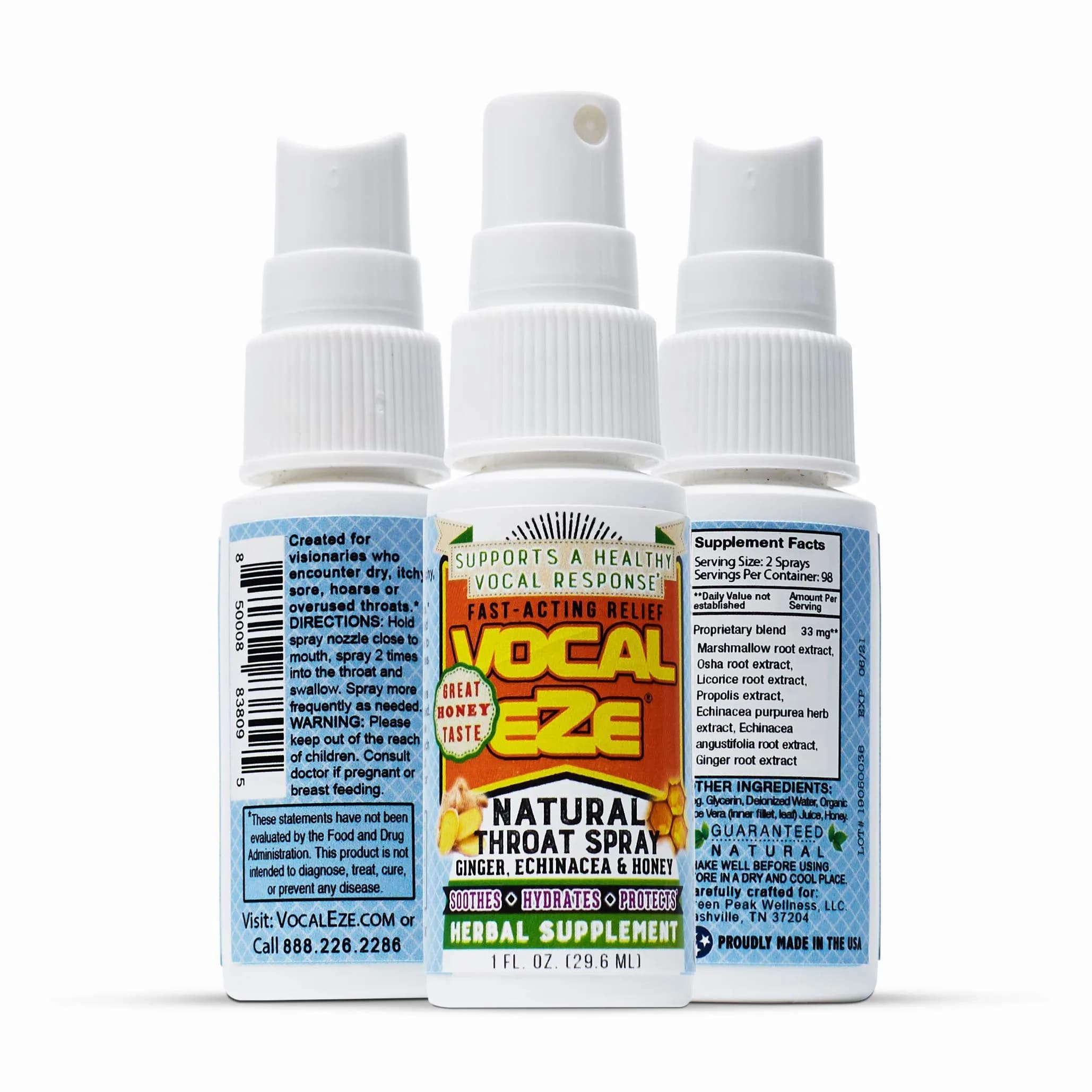 Vocal Eze Natural Medication Throat Spray 30ml (1 Fl Oz) | Artist-Endorsed Herbal Immune Support - main product image