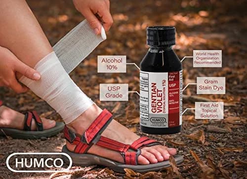 Humco Gentian Violet Topical Solution 1% Liquid 2 Fl Oz (59 ml) | Antiseptic for Minor Cuts & Fungal Infections thumbnail 2