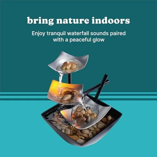 Homedics Silver Springs Relaxation Fountain 20.7 cm (8.25” Tall) | Zen Feel with Natural River Rocks thumbnail 5