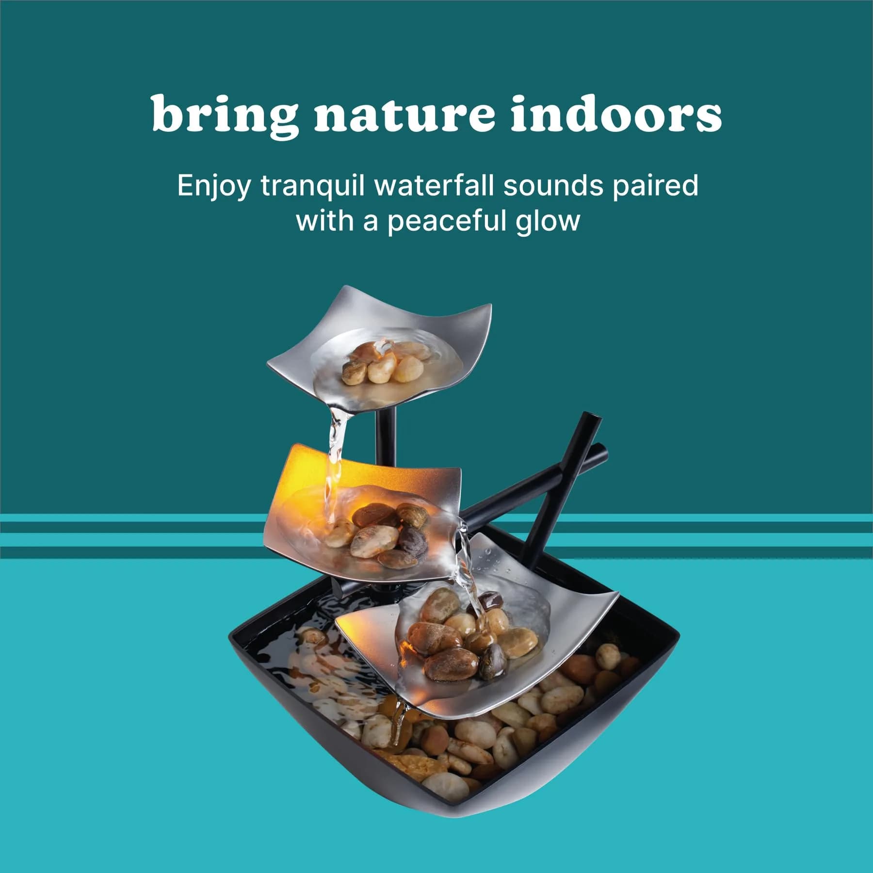 Homedics Silver Springs Relaxation Fountain 20.7 cm (8.25” Tall) | Zen Feel with Natural River Rocks - view 5