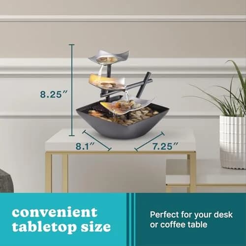Homedics Silver Springs Relaxation Fountain 20.7 cm (8.25” Tall) | Zen Feel with Natural River Rocks thumbnail 7