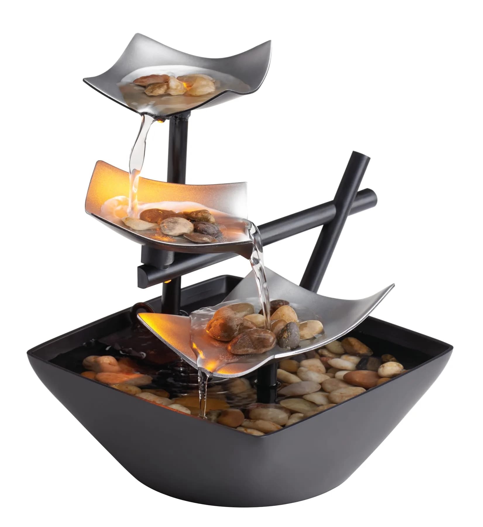 Homedics Silver Springs Relaxation Fountain 20.7 cm (8.25” Tall) | Zen Feel with Natural River Rocks - main product image