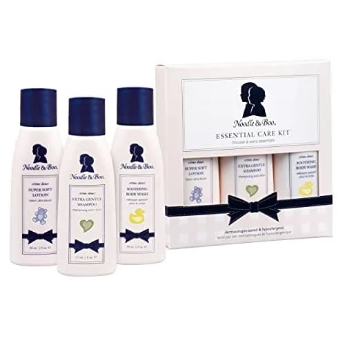 Noodle & Boo Essential Care 3 Piece Kit Super Soft Baby Lotion, Extra Gentle Shampoo and Soothing Body Wash, 2 Fl Oz of each | Hypoallergenic & Safe for Sensitive Skin thumbnail 1
