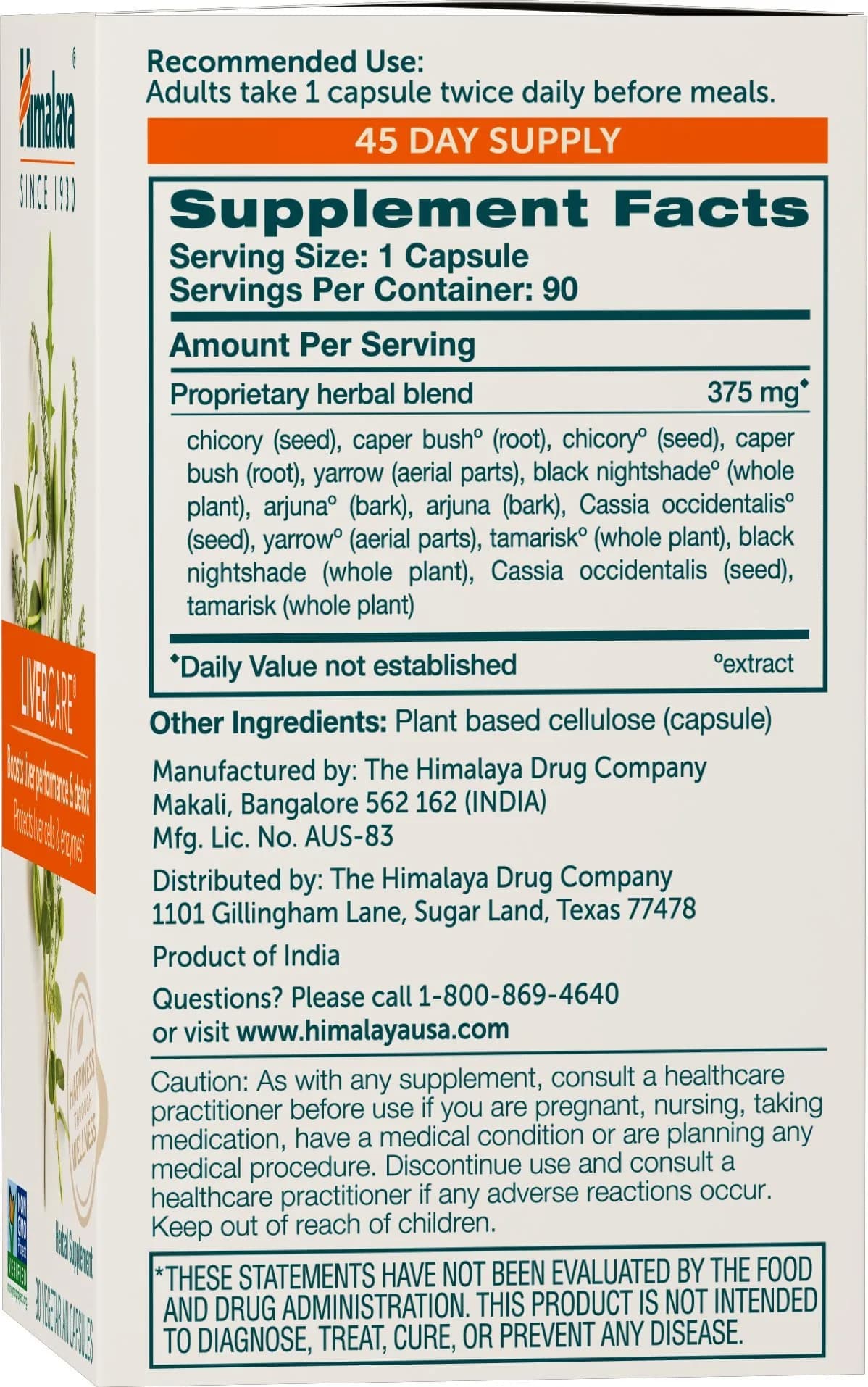 Himalaya LiverCare Herbal Supplement 375 mg (90 Capsules) | Promotes Liver Detox & Bile Production - view 2
