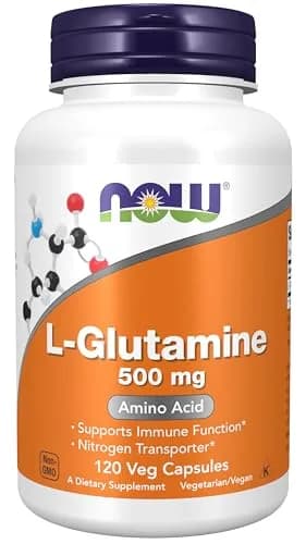 NOW Supplements, L-Glutamine 500 mg | Supports Immune & Recovery, 120 Veg Caps thumbnail 1