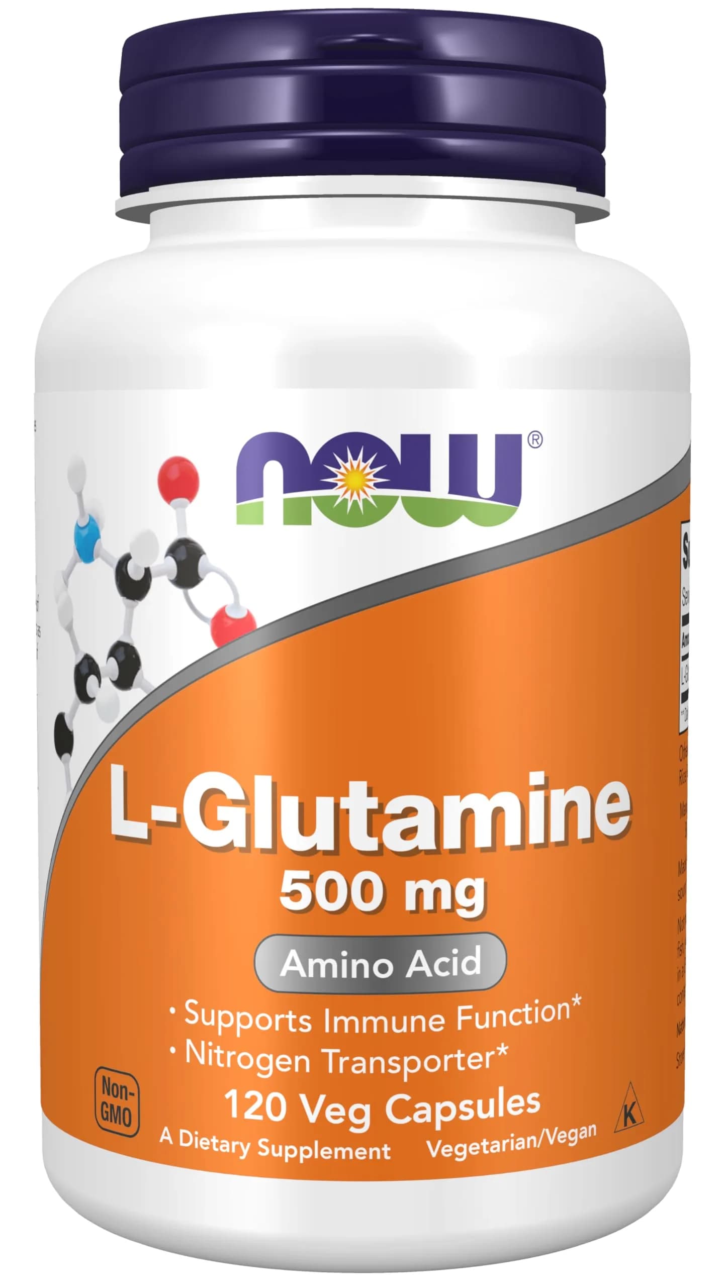 NOW Supplements, L-Glutamine 500 mg | Supports Immune & Recovery, 120 Veg Caps