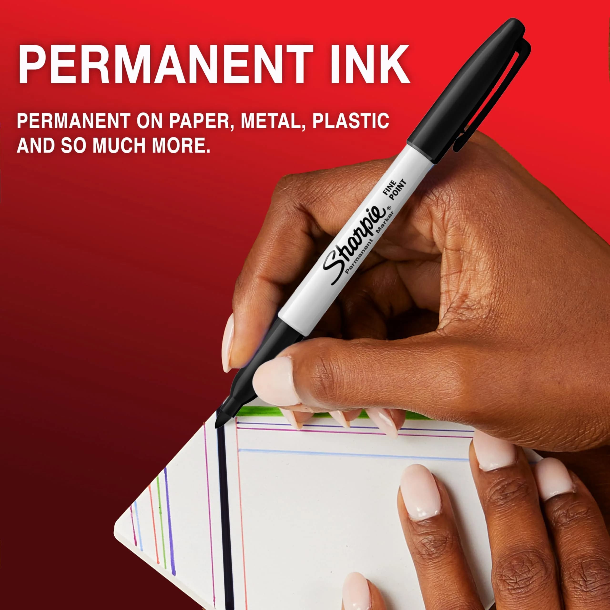 Sharpie Permanent Markers, Fine Point, Black, 12 Count | Fade & Water Resistant - view 2