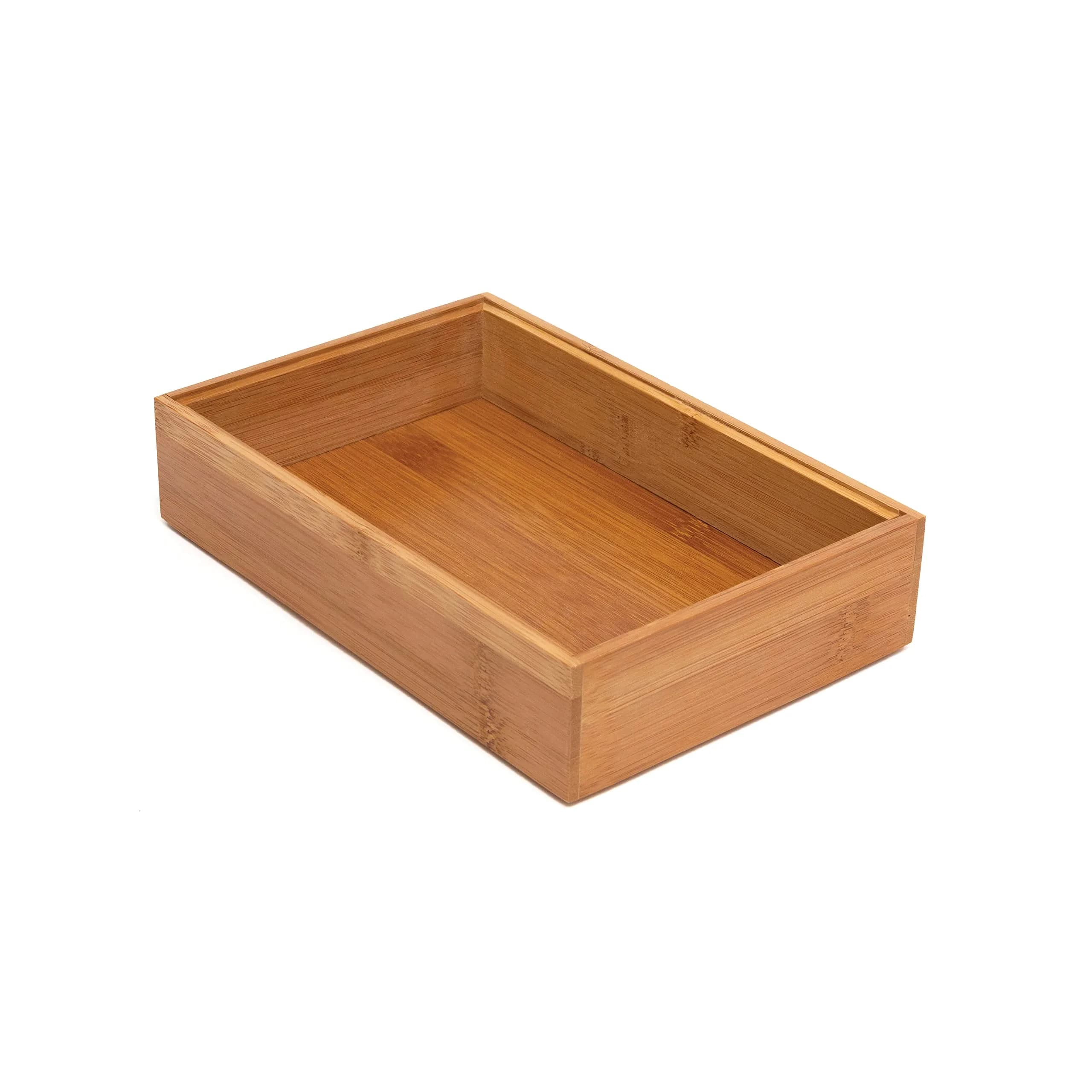 Lipper International Bamboo Wood Stacking Drawer Organizer Box 6" x 9" x 2" | Natural Renewable Resource