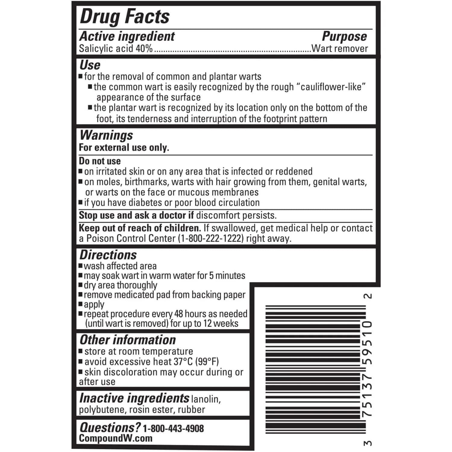 Compound W Wart Remover Maximum Strength One Step Pads with Salicylic Acid, 14 Medicated Pads | Salicylic Acid Wart Removal Medication - view 7
