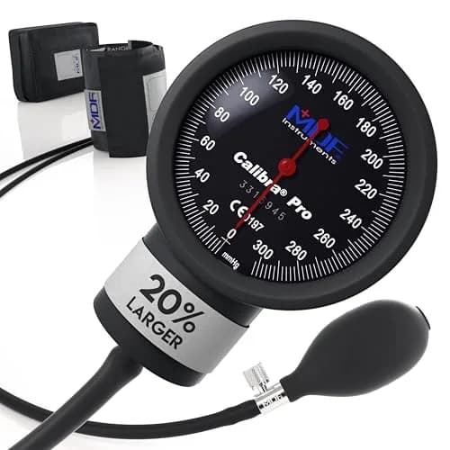 MDF Instruments Calibra Pro Aneroid Sphygmomanometer - Extra Large Gauge, Onyx Arm Band, 0.96 lb (0.44 kg) | Professional Manual BP Monitor — All Black