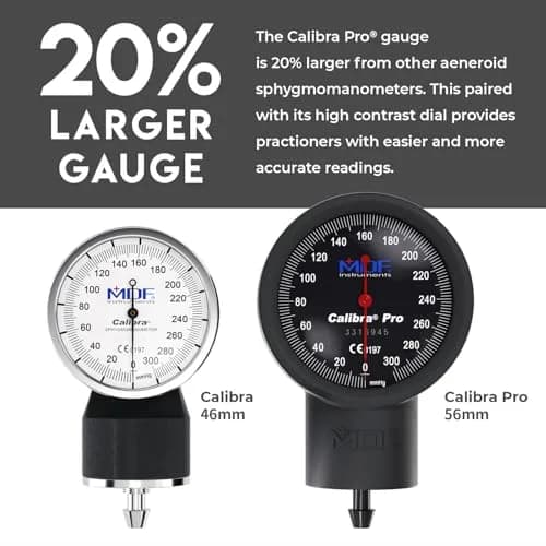MDF Instruments Calibra Pro Aneroid Sphygmomanometer - Extra Large Gauge, Onyx Arm Band, 0.96 lb (0.44 kg) | Professional Manual BP Monitor thumbnail 2