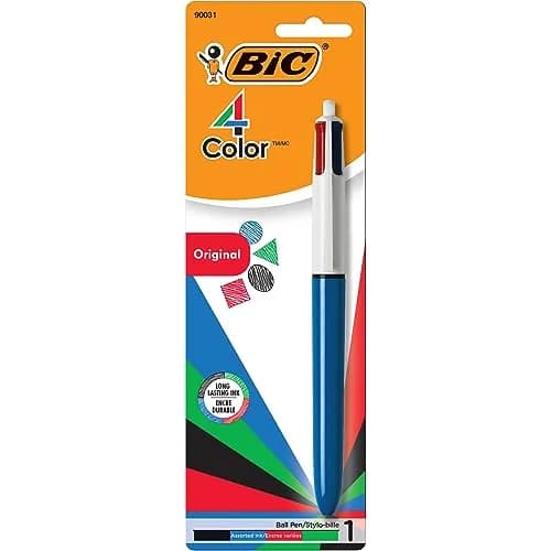 BIC 4-Color Retractable Ballpoint Pen, Medium Point, 1.0 mm, 2-Pack | Smooth Ink Flow for Students & Office thumbnail 1