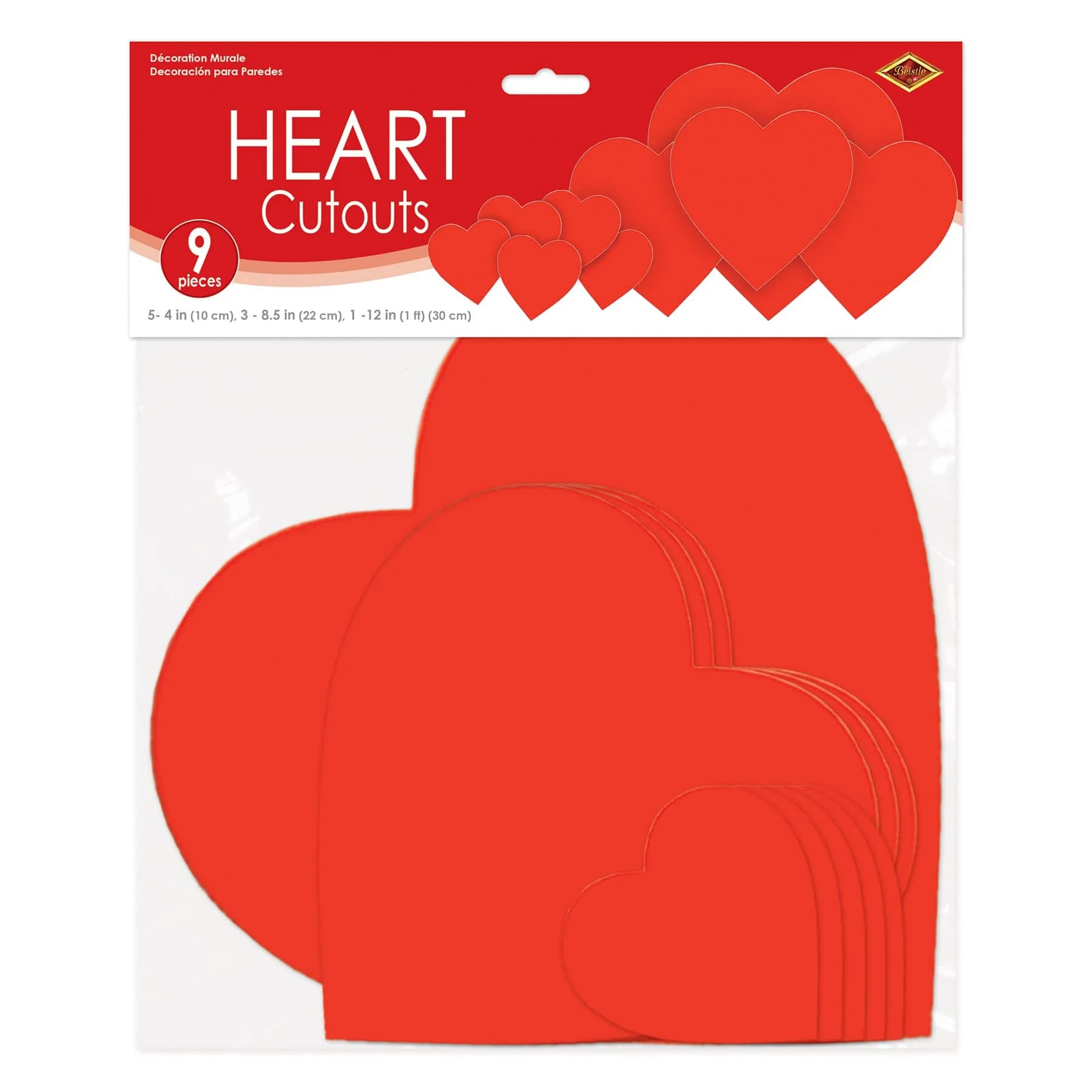 Beistle Printed Heart Cutouts 9-Pack | Valentine's Day & Wedding Decor - view 5