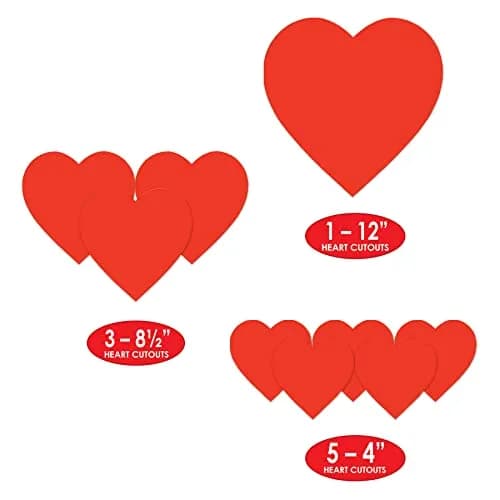 Beistle Printed Heart Cutouts 9-Pack | Valentine's Day & Wedding Decor thumbnail 2
