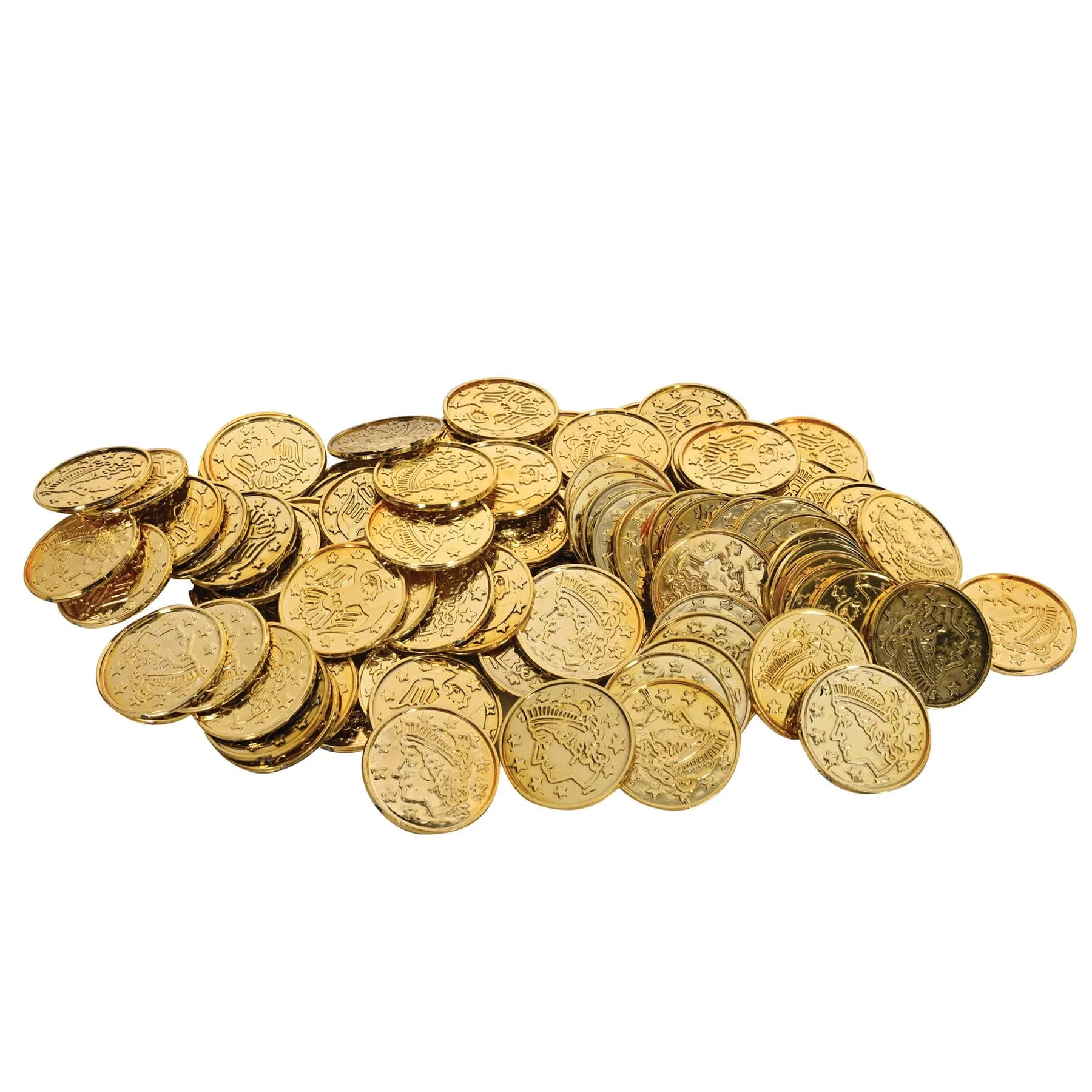 Beistle Gold Plastic Coins 1.5 Inch | Embossed 100 Pack for Party & Events - main product image