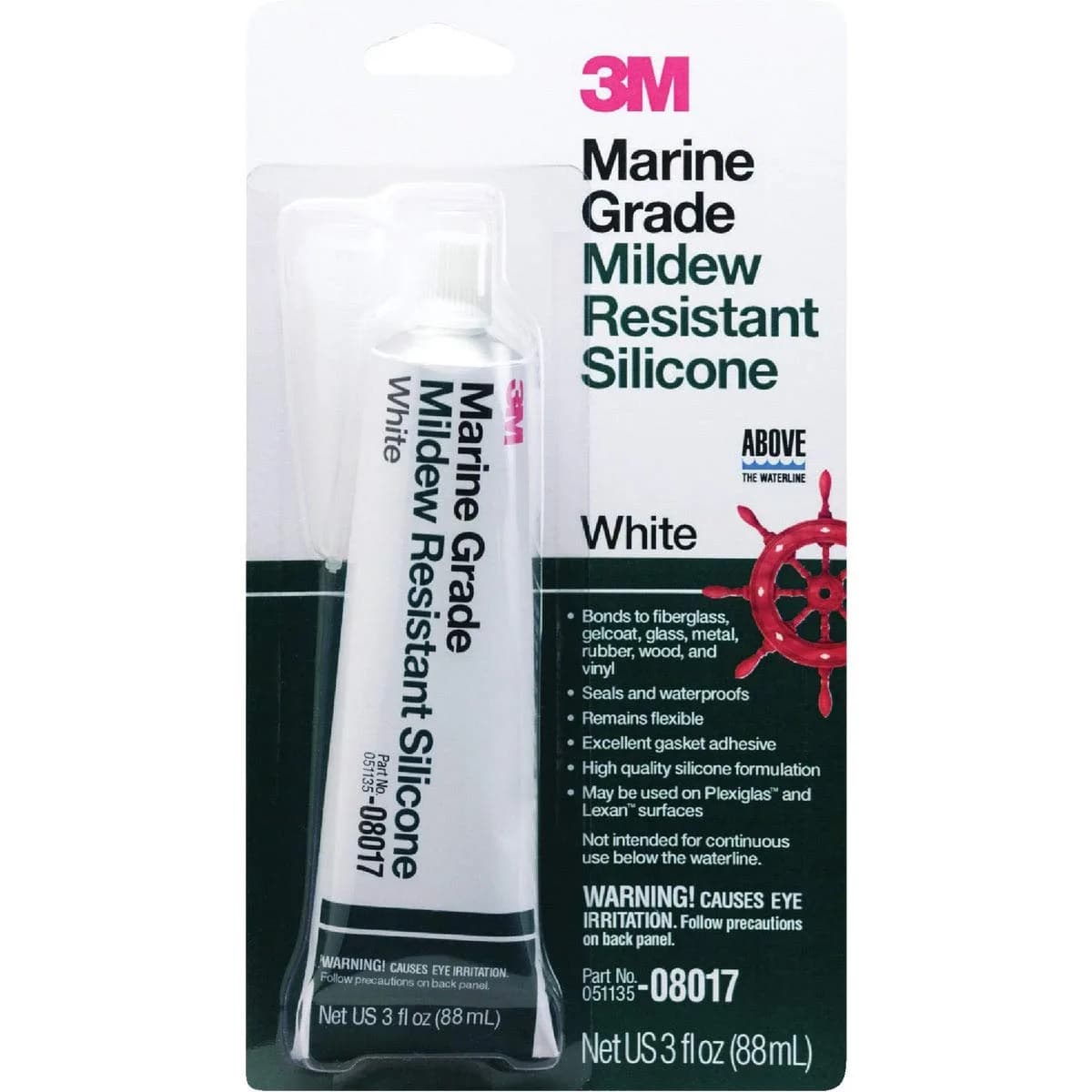 3M Marine Grade Silicone Sealant White 3 fl oz (88.7 ml) | For Above Waterline Sealing — White