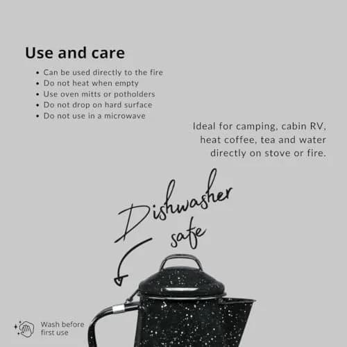 Granite Ware Coffee Boiler 3 Qt Speckled Black | Fast Boiling & Easy Cleaning thumbnail 8