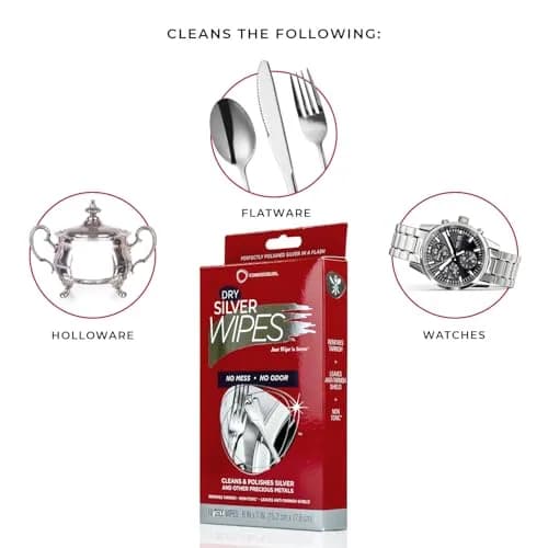 Connoisseurs Silver Cleaner Wipes 10 Pack | Sterling Silver Tarnish Remover & Polisher thumbnail 5