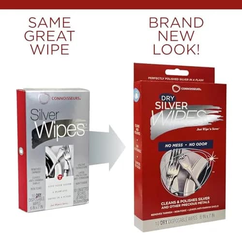 Connoisseurs Silver Cleaner Wipes 10 Pack | Sterling Silver Tarnish Remover & Polisher thumbnail 6