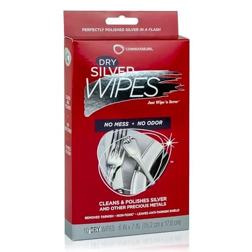 Connoisseurs Silver Cleaner Wipes 10 Pack | Sterling Silver Tarnish Remover & Polisher thumbnail 1