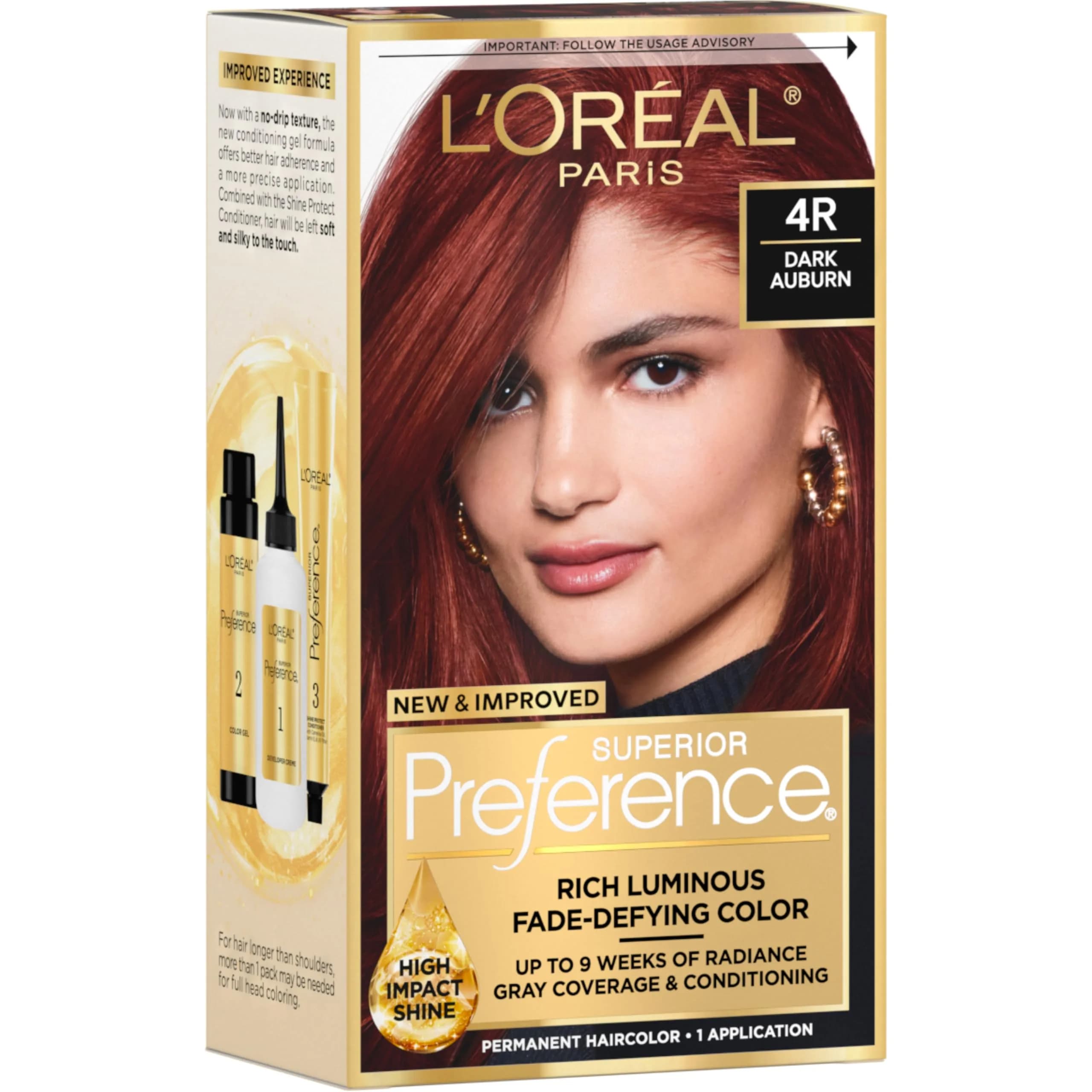 L'Oreal Paris Superior Preference 4R Dark Auburn Permanent Hair Color | Fade-Defying Shine System - main product image